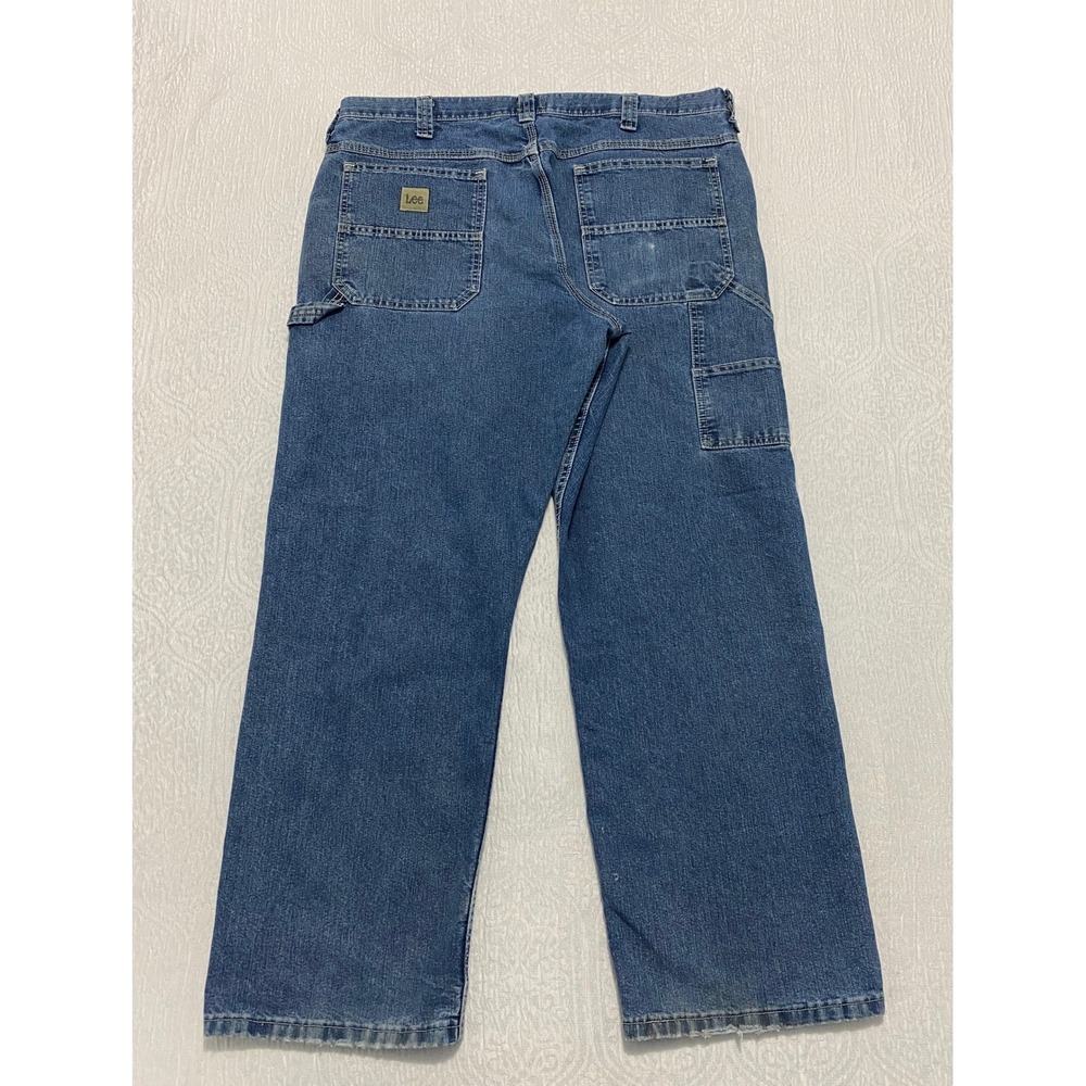 Lee Mens Loose Fit Carpenter Jeans 38x30 Medium Wash Blue Denim Distressed